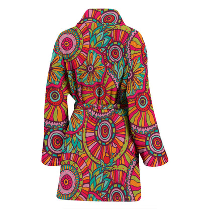 Boho Pattern Print Design 01 Women Bathrobe