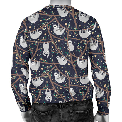Sloth Happy Design Themed Print Men Long Sleeve Sweatshirt