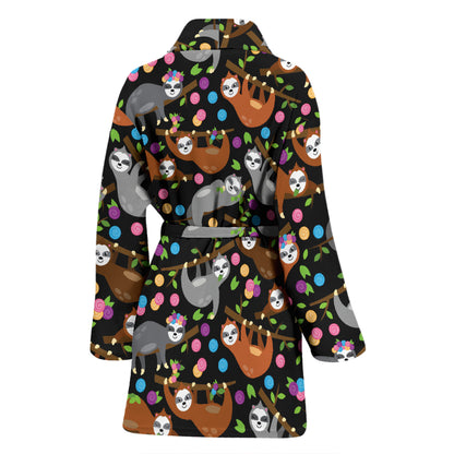 Sloth Print Design LKS306 Women Bathrobe