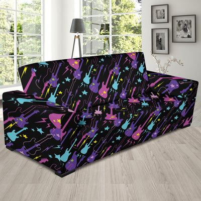 Electric Guitar Pattern Print Design 02 Sofa Slipcover