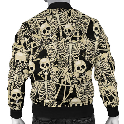 Skeleton Design Print Men Bomber Jacket
