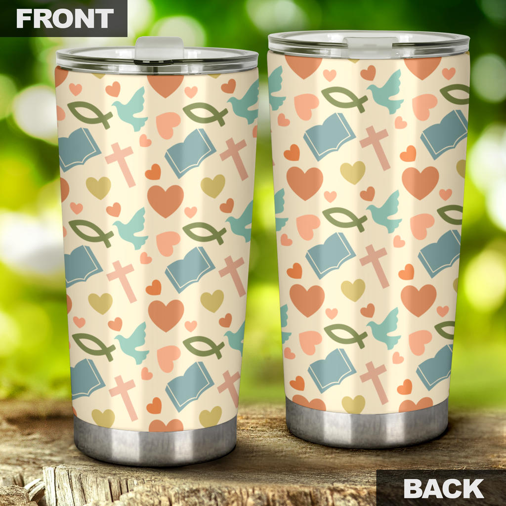 Christian Symbol Pattern Tumbler