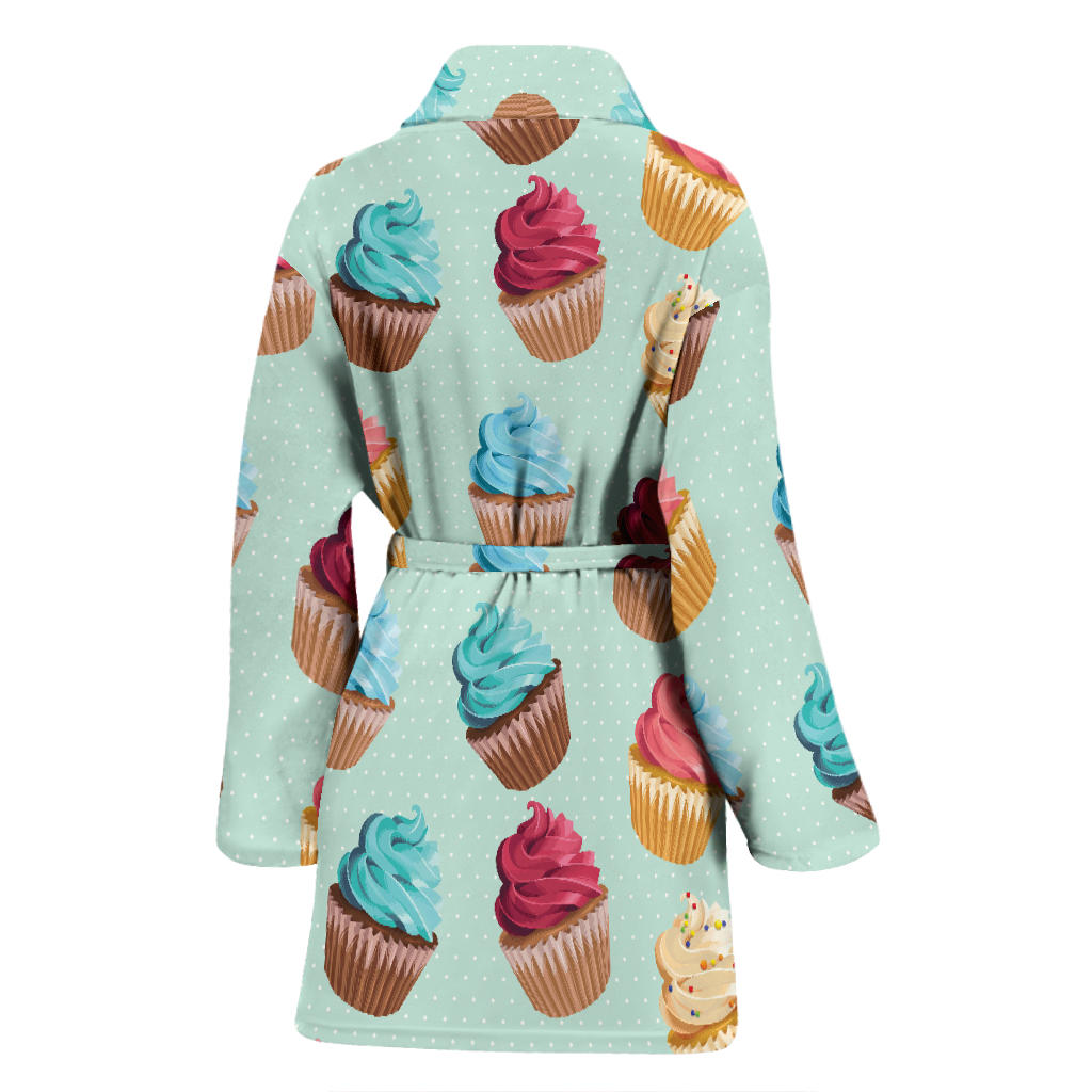 Cupcake Pattern Print Design 01 Women Bathrobe