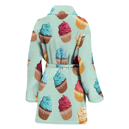 Cupcake Pattern Print Design 01 Women Bathrobe