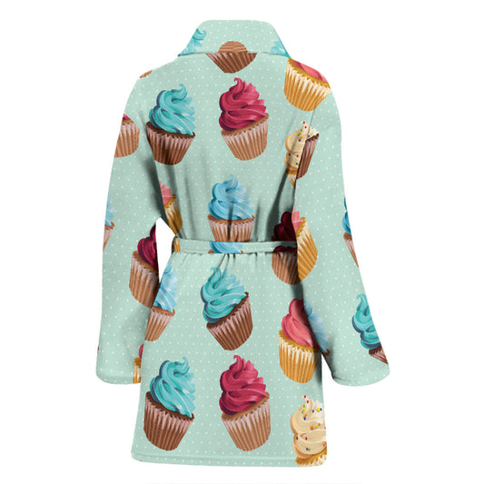 Cupcake Pattern Print Design 01 Women Bathrobe