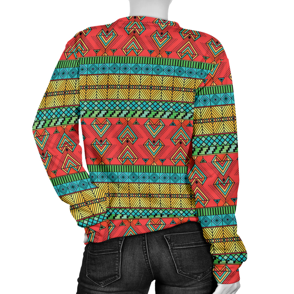 African Colorful Zigzag Print Pattern Women Long Sleeve Sweatshirt