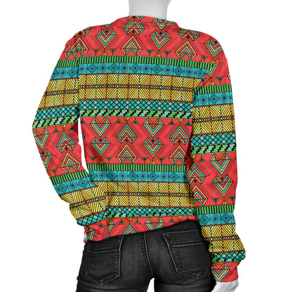 African Colorful Zigzag Print Pattern Women Long Sleeve Sweatshirt