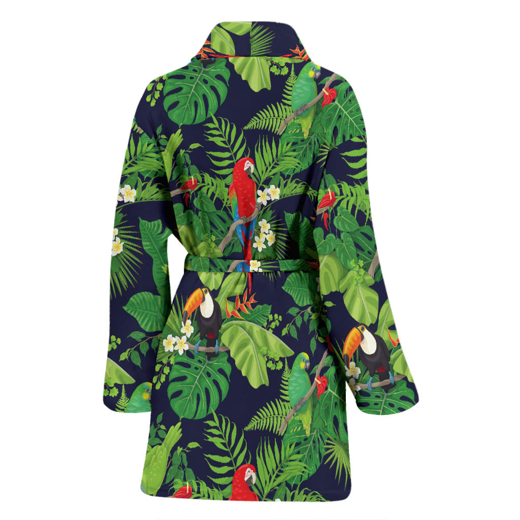 Rainforest Parrot Pattern Print Design A03 Women Bathrobe