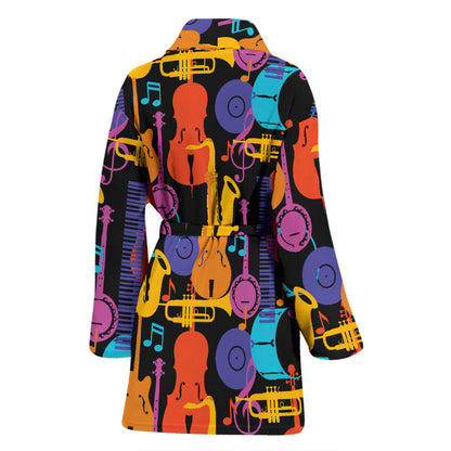 Jazz Pattern Print Design 03 Women Bathrobe
