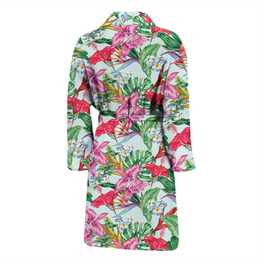 Tropical Flower Print Design LKS304 Men Bathrobe