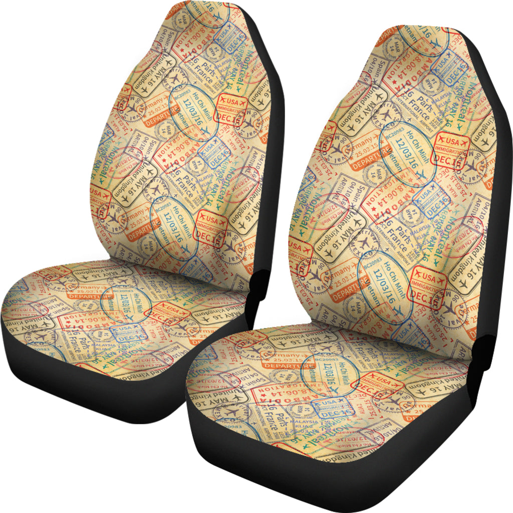 Travel Stamp Print Design LKS302 Car Seat Covers