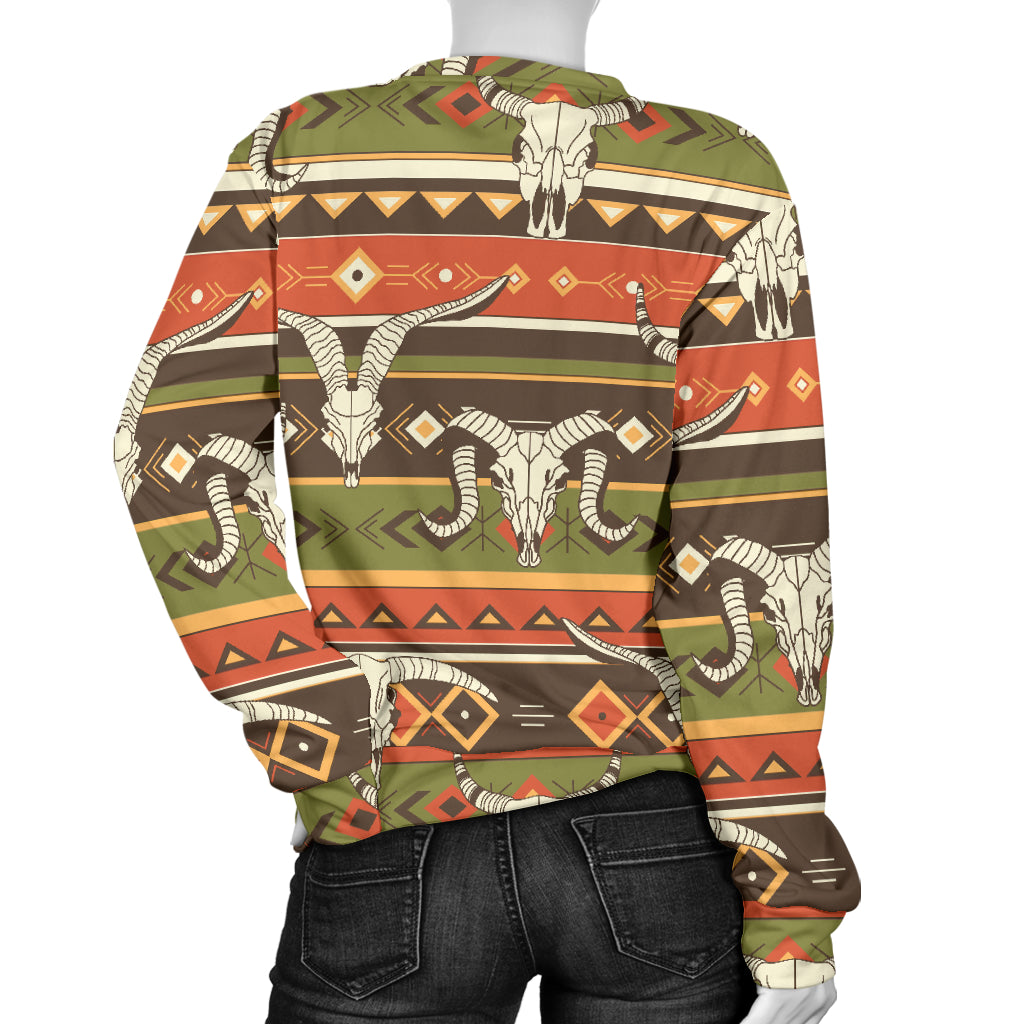 American indian Skull Animal Women Long Sleeve Sweatshirt