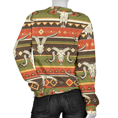 American indian Skull Animal Women Long Sleeve Sweatshirt