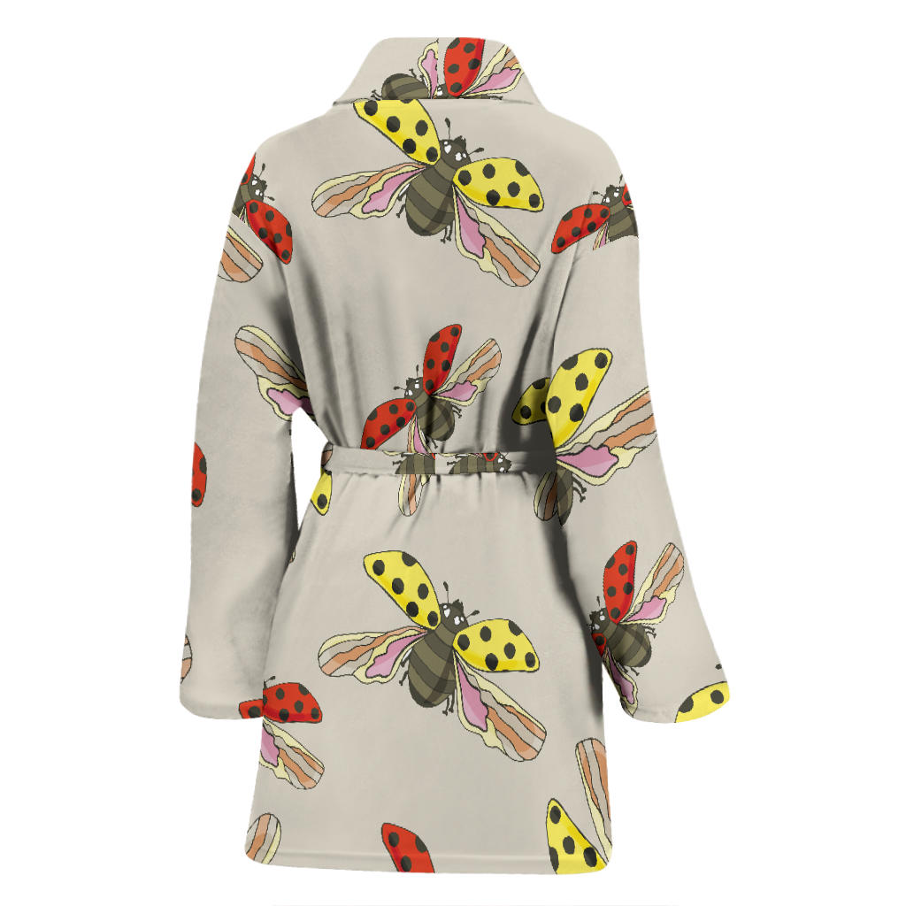 Ladybug Pattern Print Design 04 Women Bathrobe