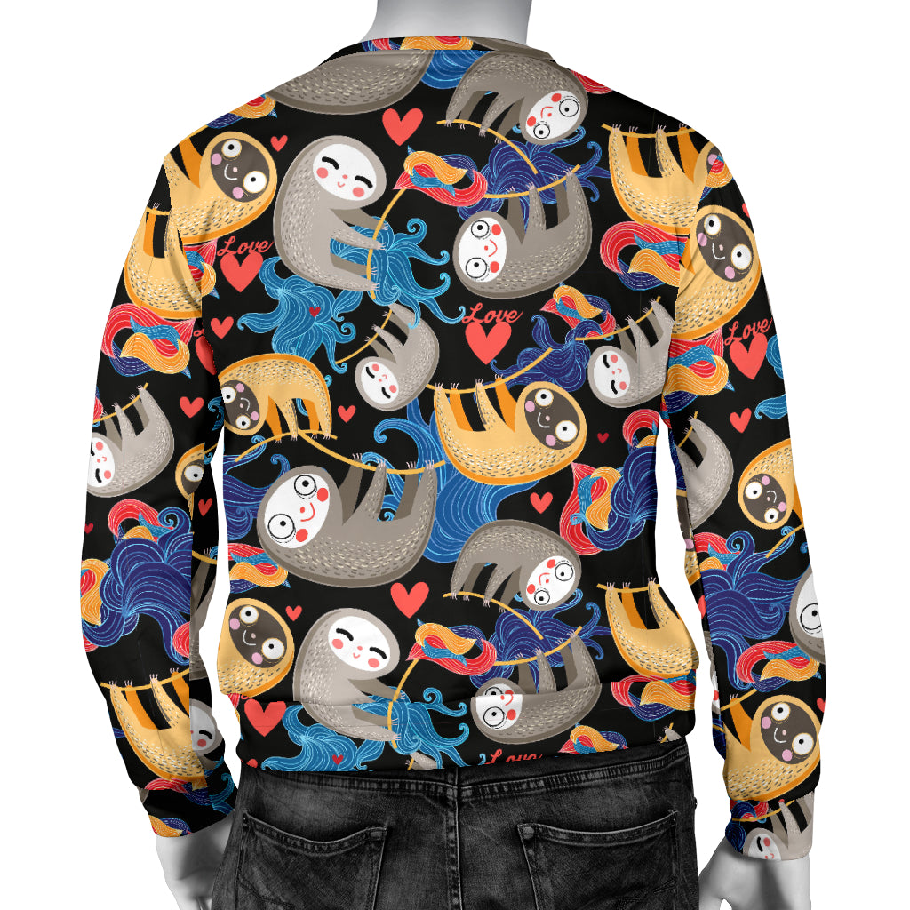 Sloth Cartoon Design Themed Print Men Long Sleeve Sweatshirt