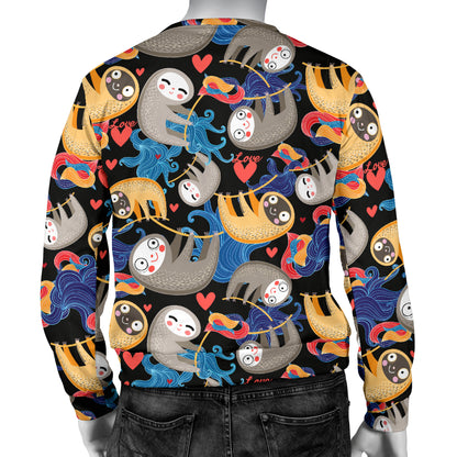 Sloth Cartoon Design Themed Print Men Long Sleeve Sweatshirt