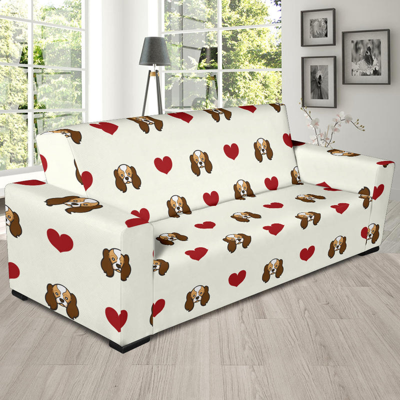 Cavalier King Charles Spaniels Pattern Print Design 01 Sofa Slipcover