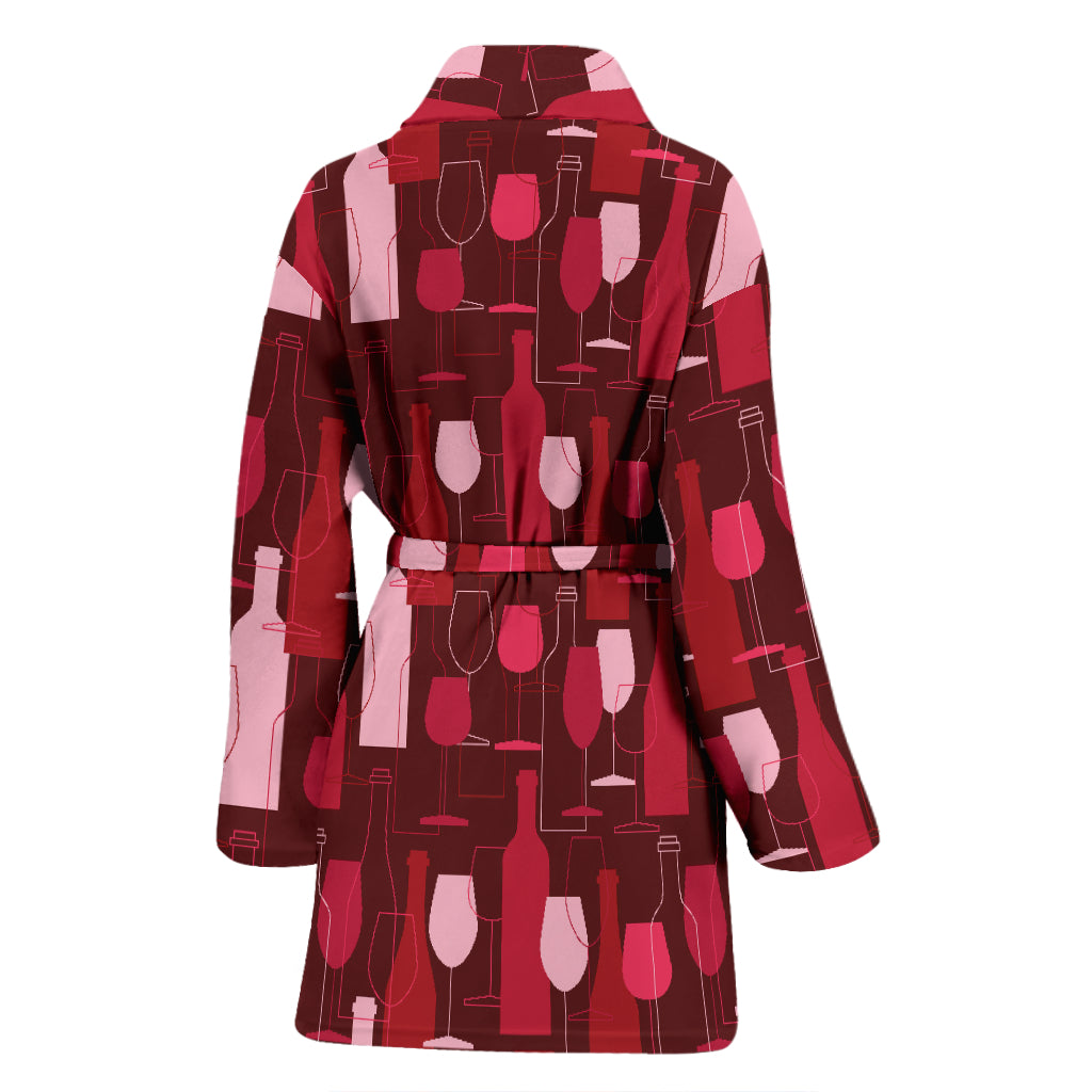 Wine Print Design LKS304 Women Bathrobe