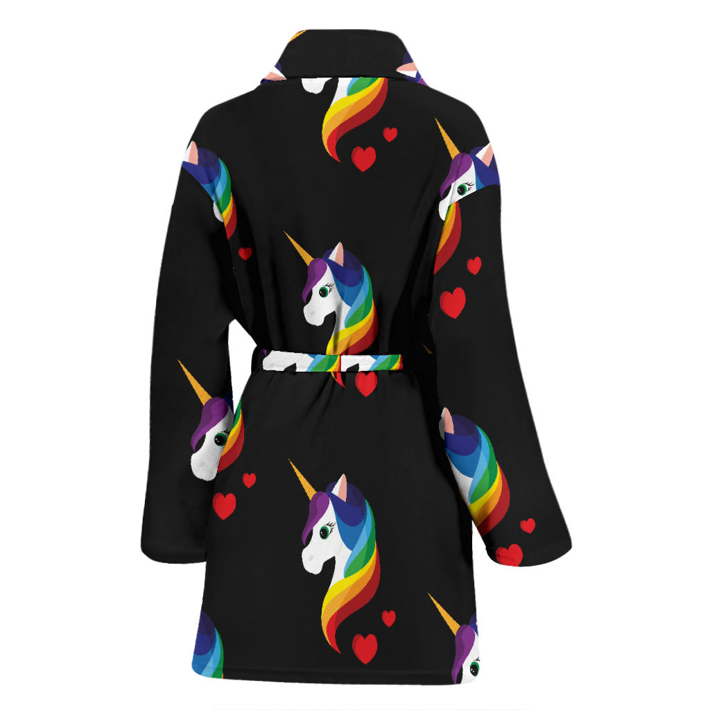 Rainbow Unicorn Pattern Print Design A03 Women Bathrobe