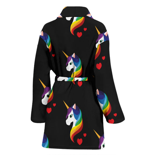 Rainbow Unicorn Pattern Print Design A03 Women Bathrobe