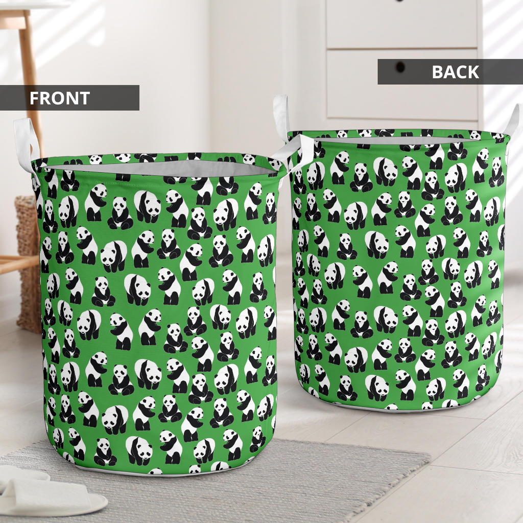 Panda Bear Pattern Themed Print Laundry Basket