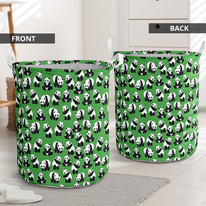 Panda Bear Pattern Themed Print Laundry Basket