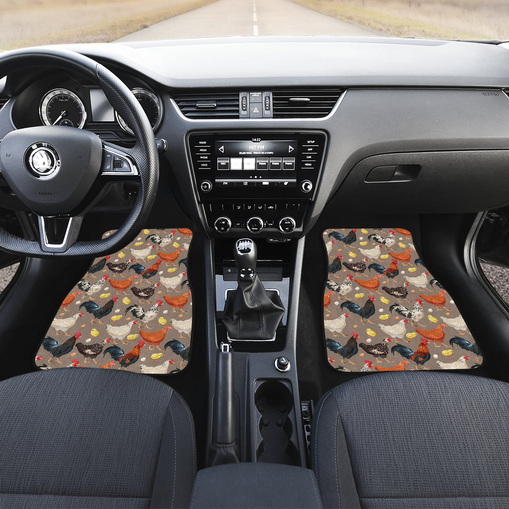 Chicken Evolution Pattern Car Floor Mats Front Back
