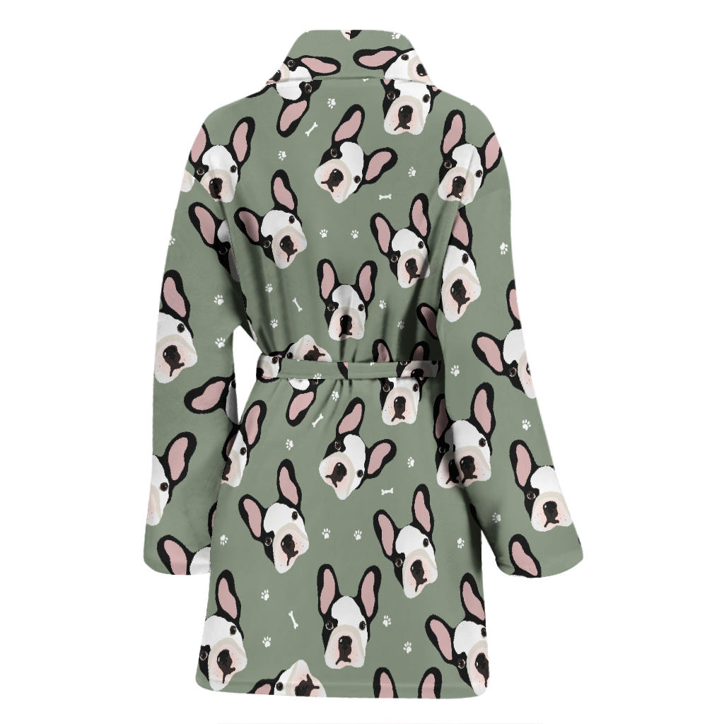 Boston Terrier Pattern Print Design 05 Women Bathrobe
