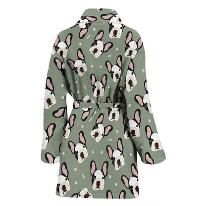 Boston Terrier Pattern Print Design 05 Women Bathrobe