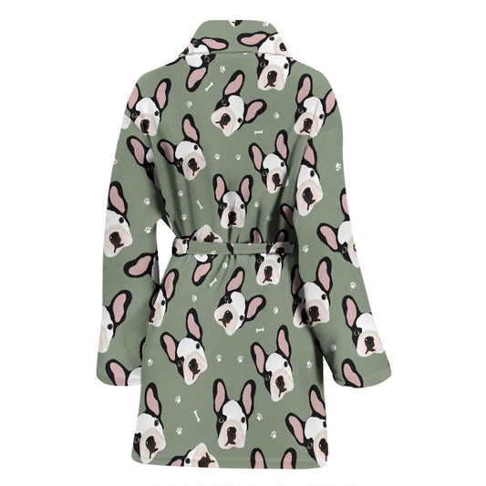 Boston Terrier Pattern Print Design 05 Women Bathrobe