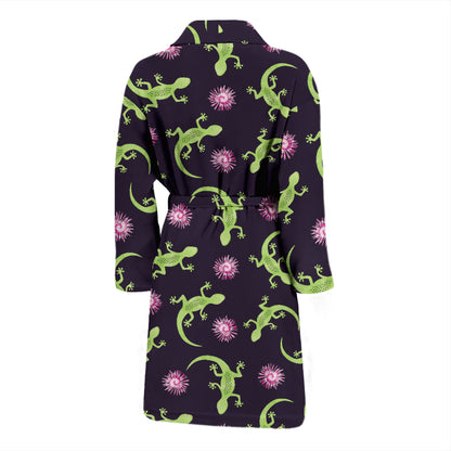 lizard Print Design LKS402 Men Bathrobe