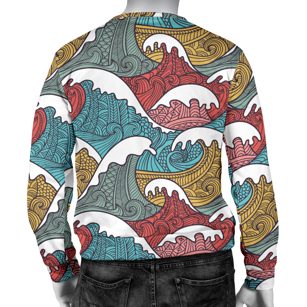 Tribal Wave Pattern Print Men Long Sleeve Sweatshirt