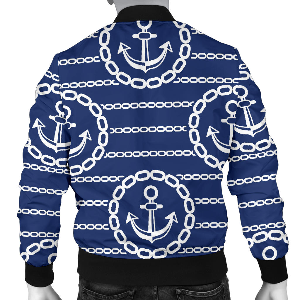 Anchor Stripe Pattern Men Bomber Jacket