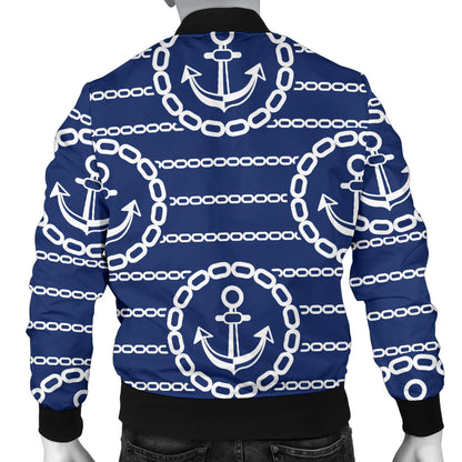 Anchor Stripe Pattern Men Bomber Jacket