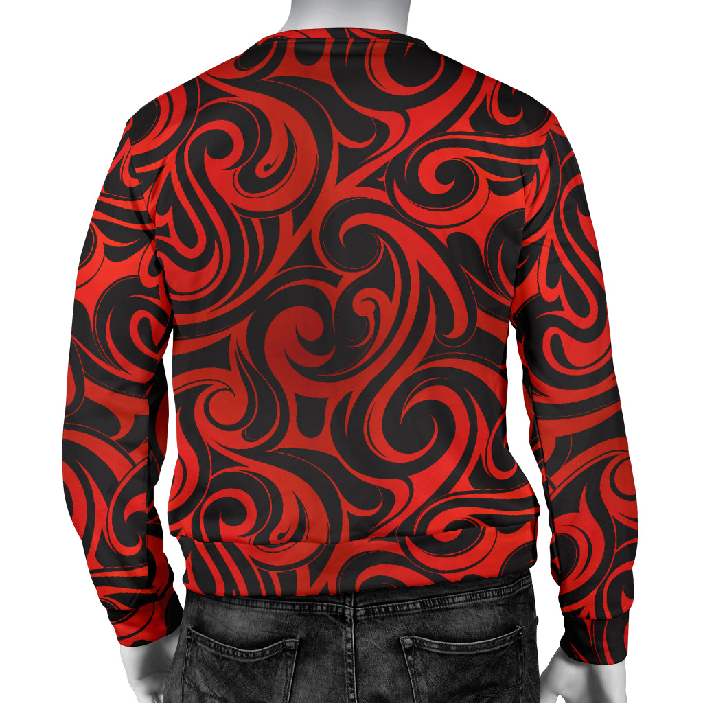 Maori Red Black Themed Design Men Long Sleeve Sweatshirt