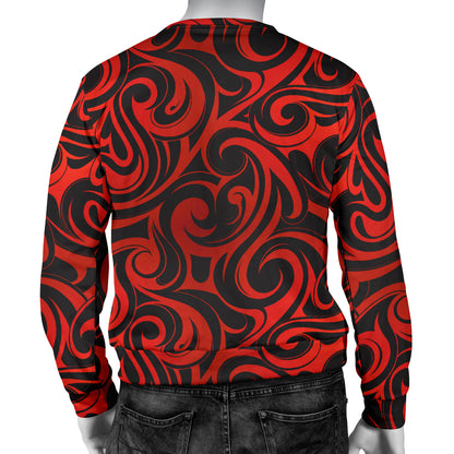 Maori Red Black Themed Design Men Long Sleeve Sweatshirt