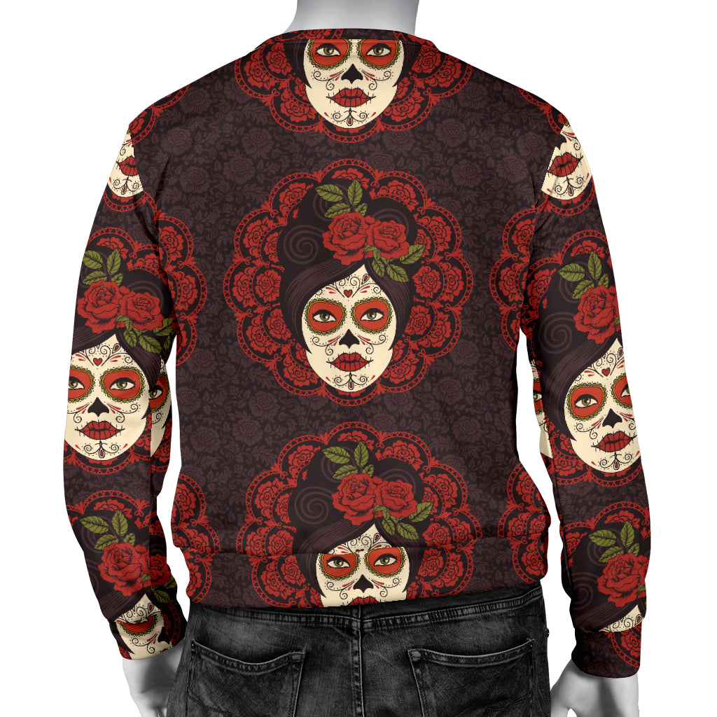 Day of the Dead Mexican Girl Men Long Sleeve Sweatshirt
