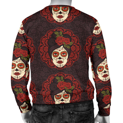 Day of the Dead Mexican Girl Men Long Sleeve Sweatshirt