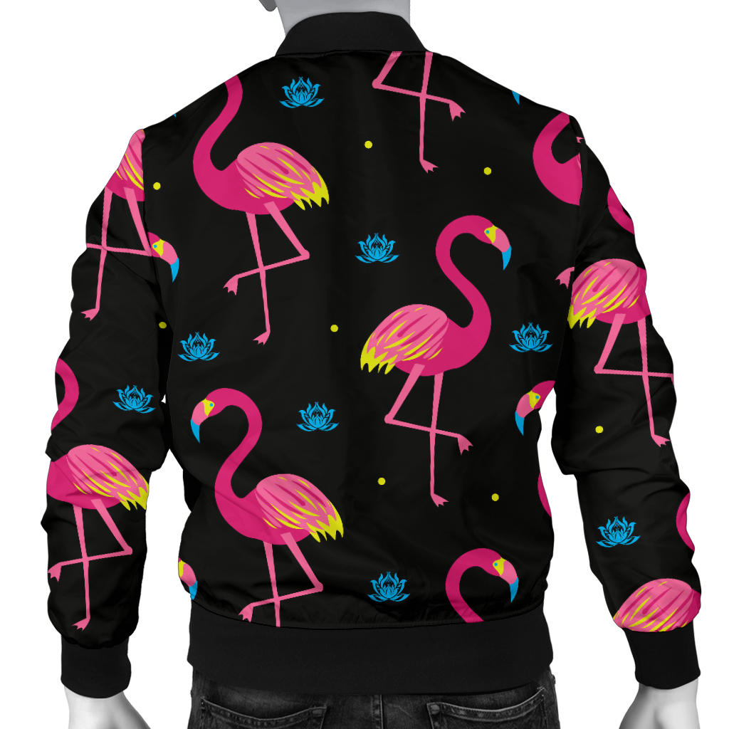 Flamingo Pink Neon Print Pattern Men Bomber Jacket