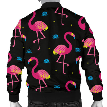 Flamingo Pink Neon Print Pattern Men Bomber Jacket