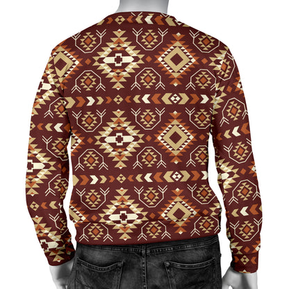 Navajo Native Color Print Pattern Men Long Sleeve Sweatshirt