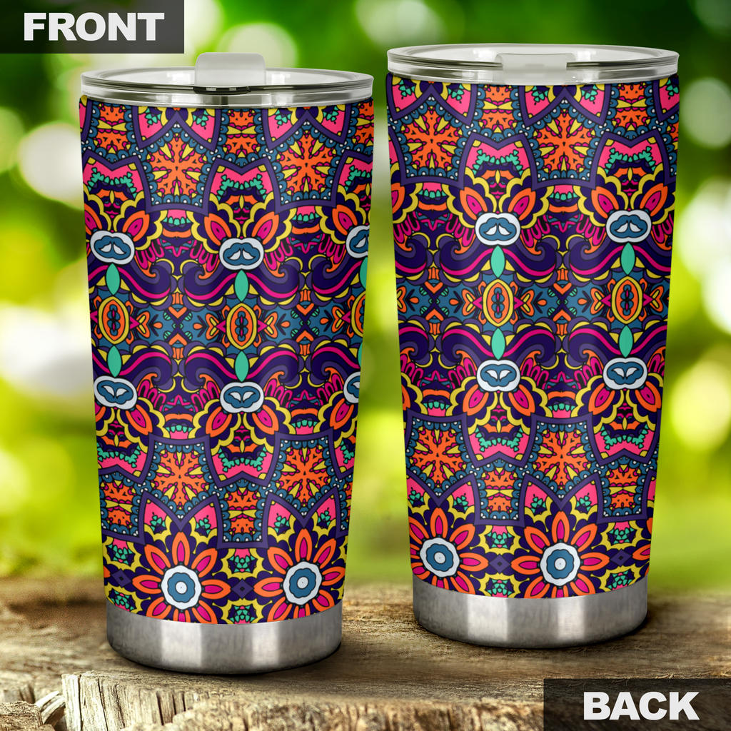 Ethnic Flower Style Print Pattern Tumbler