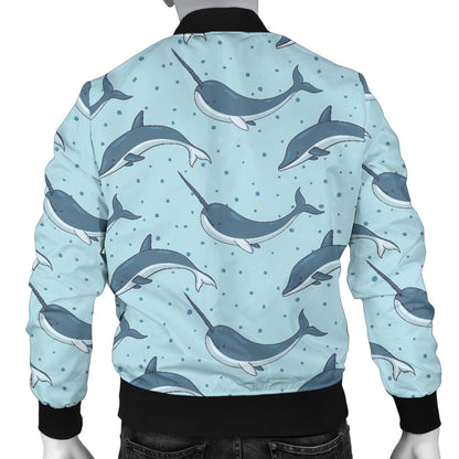 Narwhal Dolphin Print Men Bomber Jacket