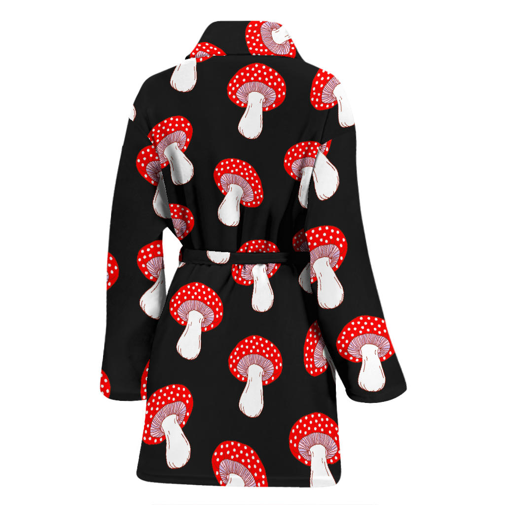 Mushroom Pattern Print Design A02 Women Bathrobe