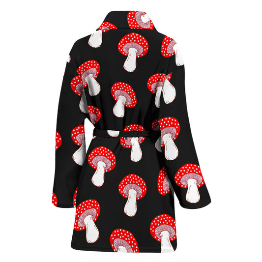 Mushroom Pattern Print Design A02 Women Bathrobe