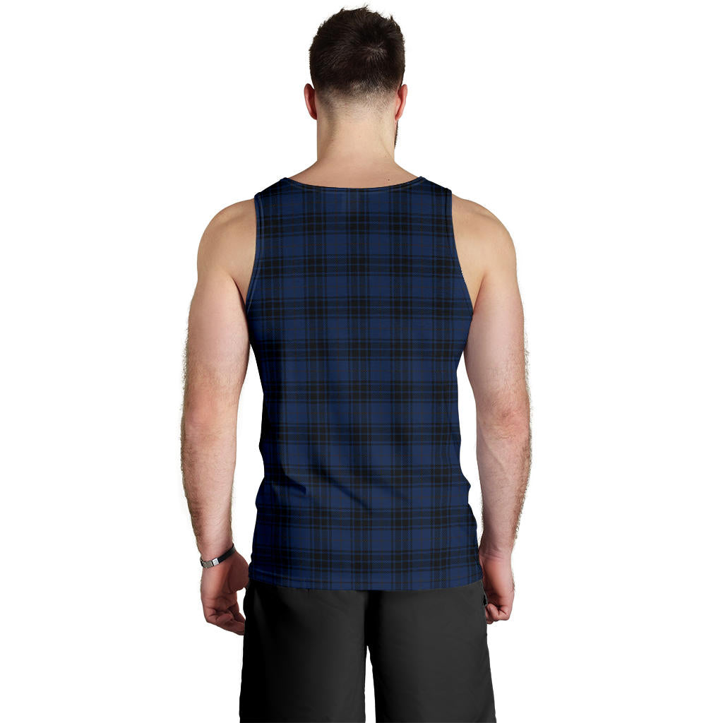 Navy Blue Tartan Plaid Pattern Men Tank Top