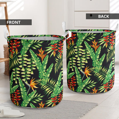 Hawaiian Flower Tropical Palm Leaves Laundry Basket