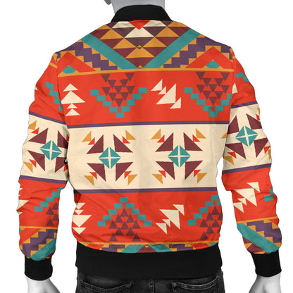 Aztec Red Print Pattern Men Bomber Jacket