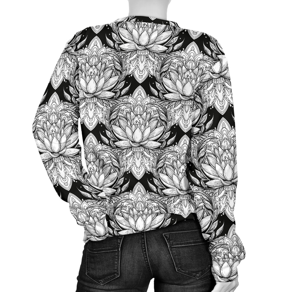 Lotus Mandala Print Pattern Women Long Sleeve Sweatshirt