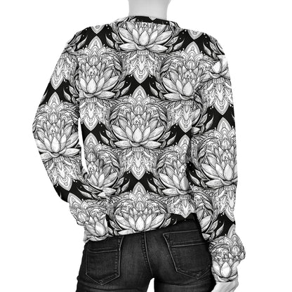 Lotus Mandala Print Pattern Women Long Sleeve Sweatshirt